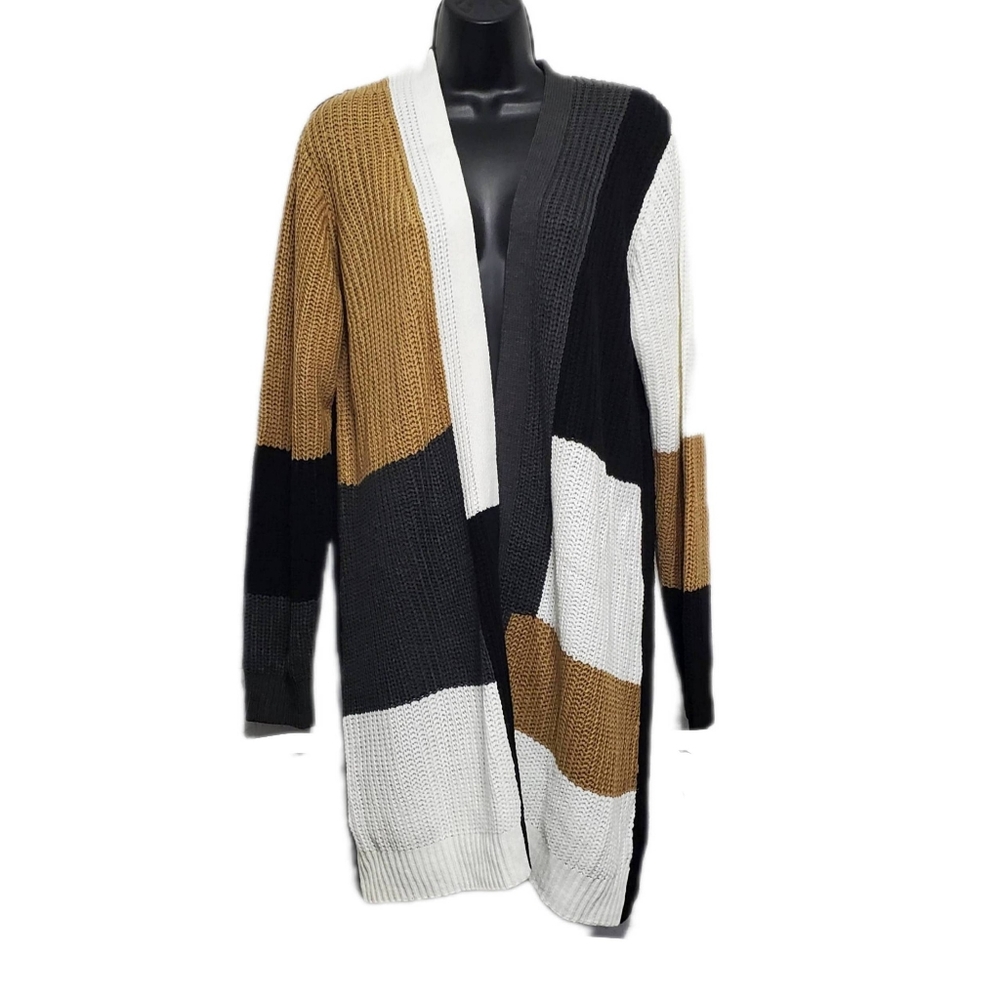 Fortune & Ivy Women's Colorblock Open Front Cardigan Sweater Size Large - Picture 3 of 12